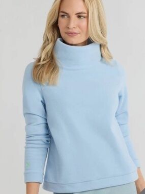 Dudley Stephens Ice Blue Park Slope Turtleneck Vello Fleece Top Women's XS